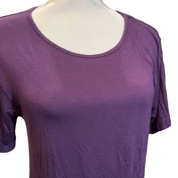 Cupio Plum Short Sleeve Slit Top Stretch Purple Women's Size Small - Picture 2 of 9